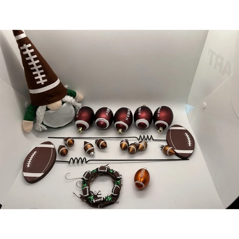 NFL Football Christmas Ornament Lot Mini Helmets Logo Ornaments‎ Gnome Holiday